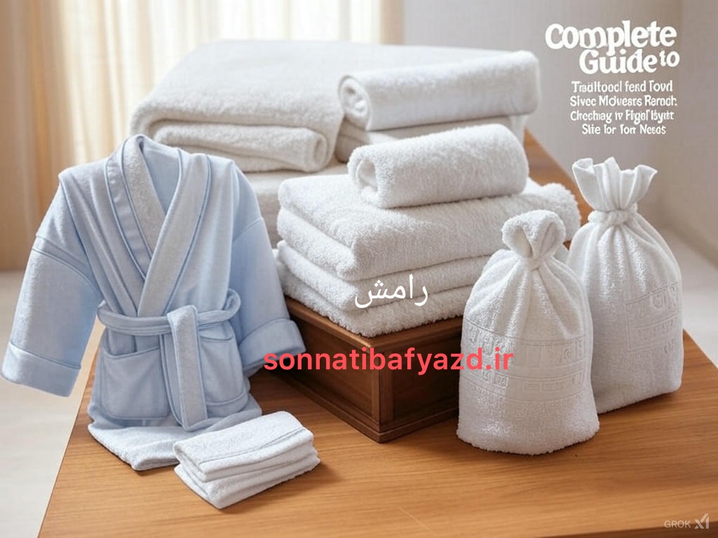 سایز بندی محصولات حوله تن پوش ها و حوله حمام مرتضی رامش سنتی باف یزد